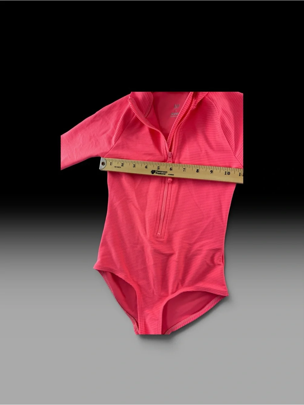 GAP Girls Bright Pink Long-Sleeve Zip Front Swim Rashguard One-Piece